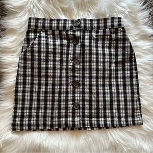 Hollister Plaid Button-Up Mini Skirt